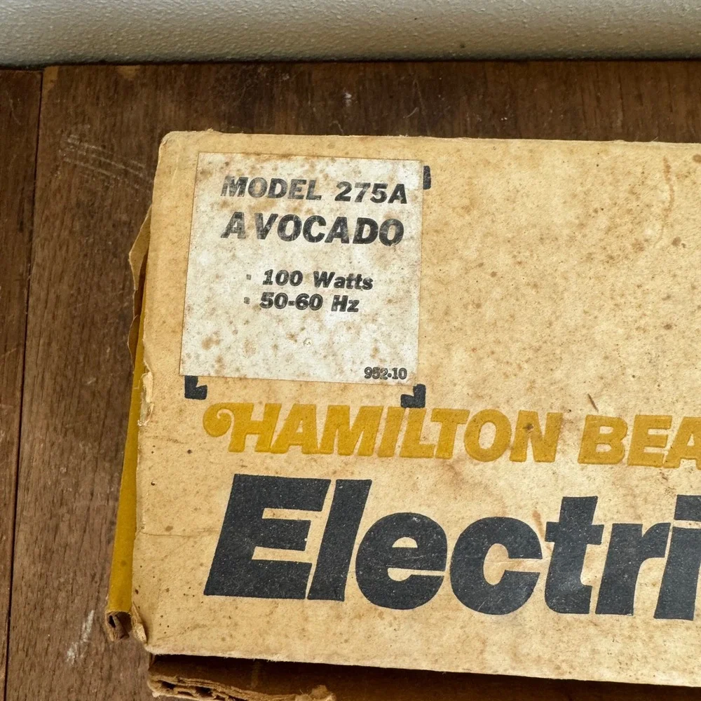Hamilton Beach Electric Knife Avocado Green Vintage Carving Knife Box Model 275A
